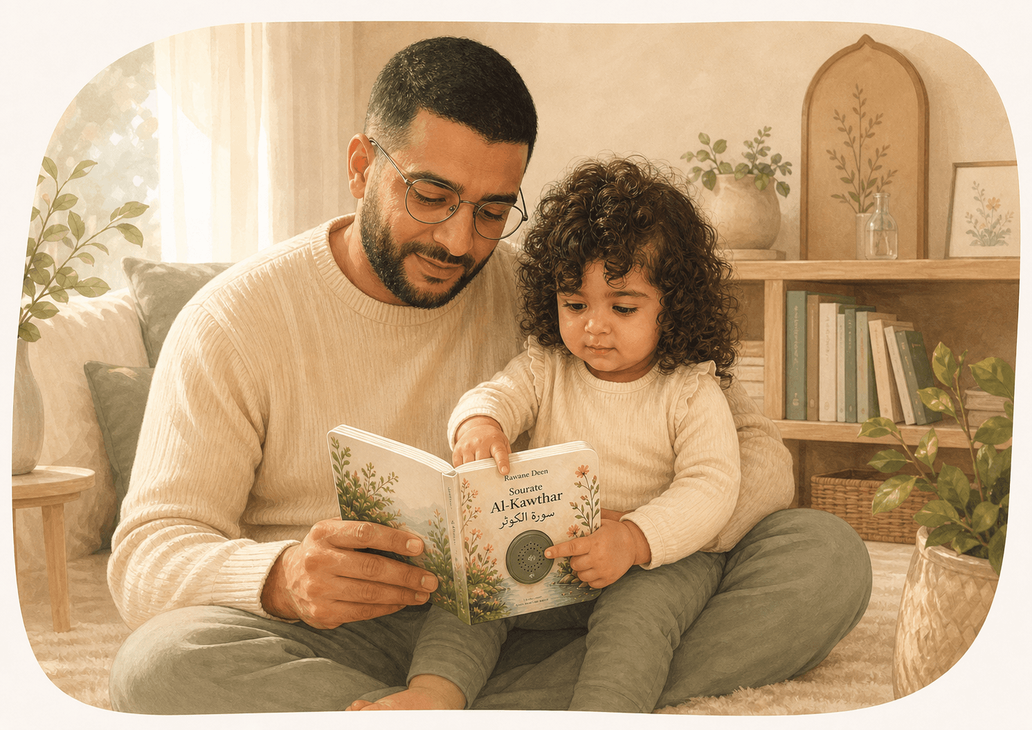 Un père partage un moment de lecture avec sa fille